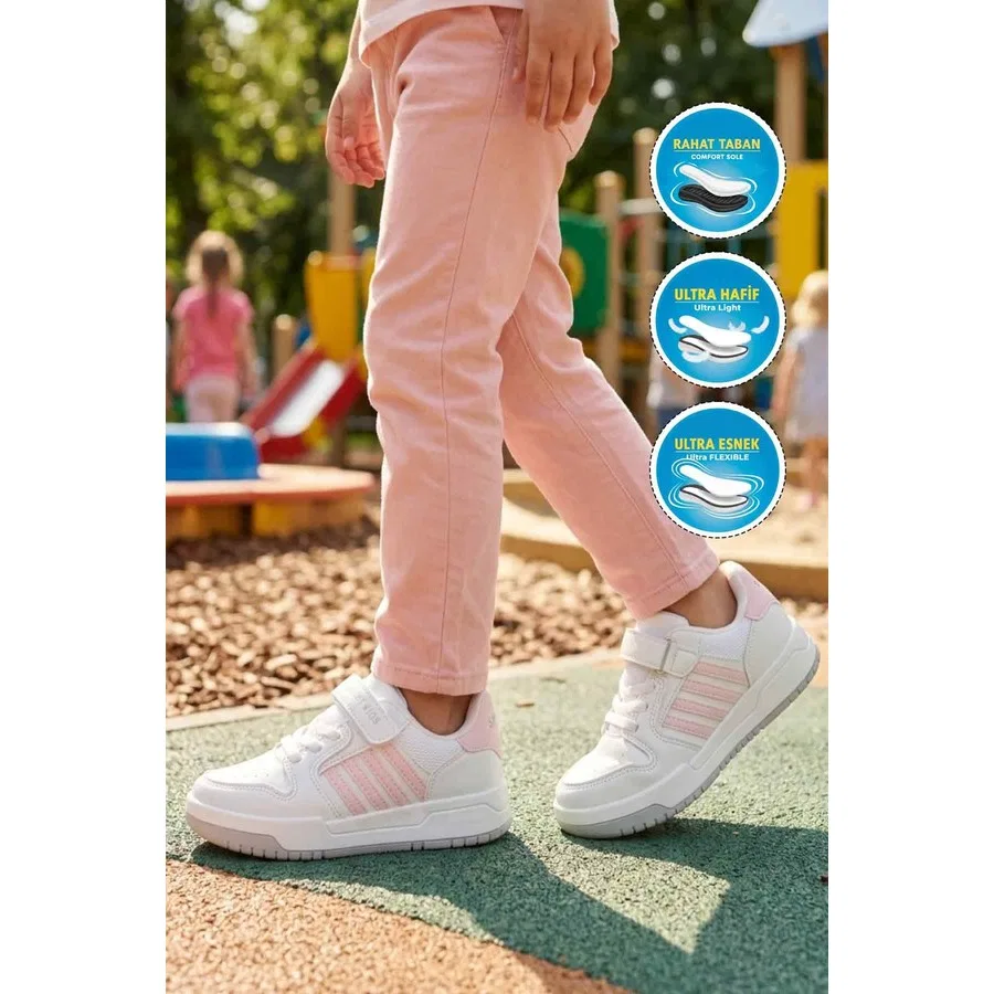 Детские спортивные туфли с ремешком на липучке Lafonten 752 F Walkway, Бежево-коричневый