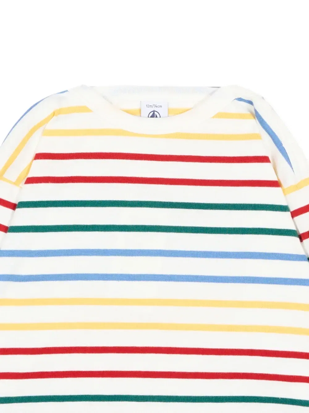 Футболка с длинным рукавом в горизонтальную полоску Petit Bateau, белый — фото 3