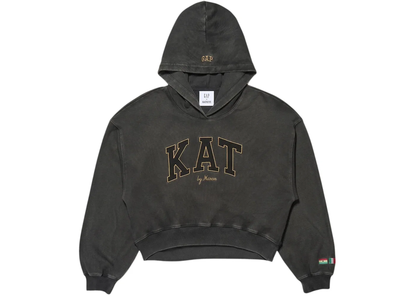 Унисекс худи с потертым эффектом Gap x KATSEYE Manon Hoodie, Washed Black