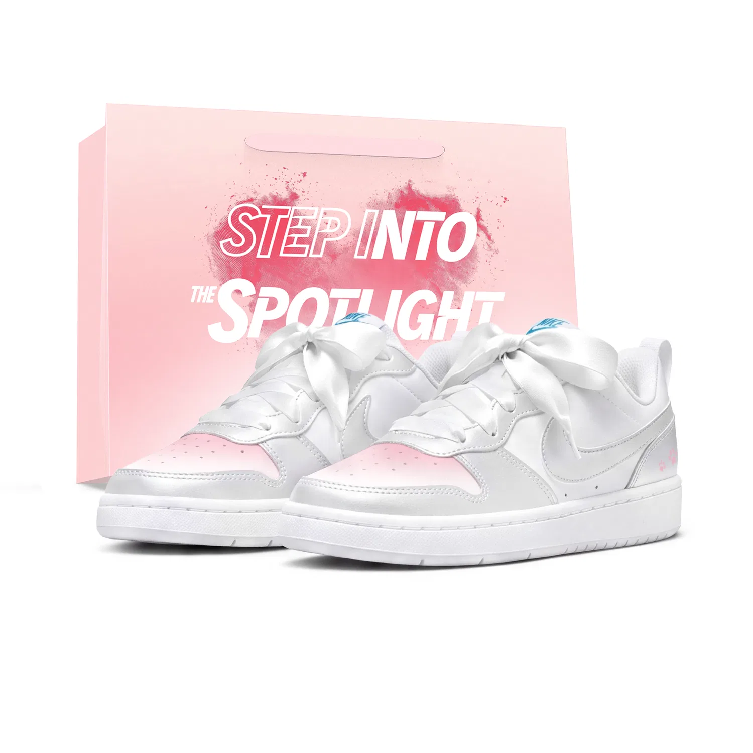 Детские кеды для мальчиков и девочек низкие с градиентом Nike Court Borough, Moon Pink Limited
