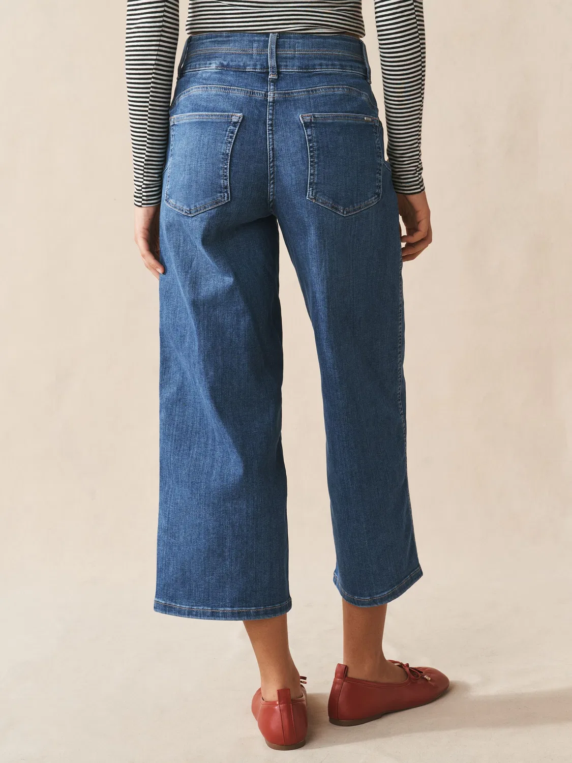 Джинсы wide cropped, Lift Slim & Shape Next, Mid Blue — фото 3