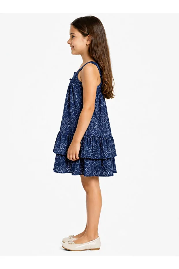 Детское платье для девочек с текстурой комплект Midnight star Chacha Kids, Navy Blue — фото 4