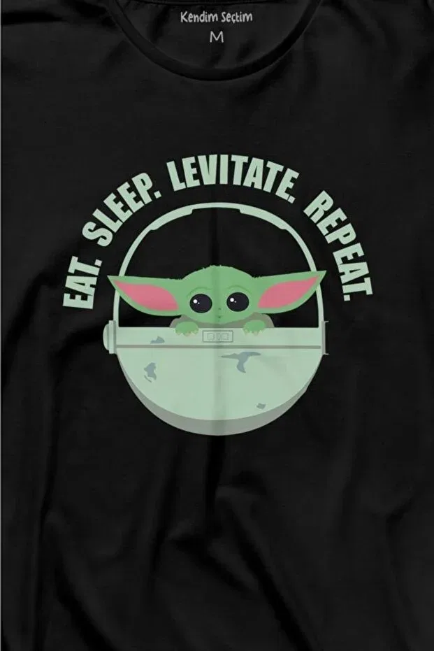 Детская футболка с длинным рукавом с принтом Baby Yoda The Mandalorian Star Wars Baby Yoda Kendim Seçtim, Black — фото 2