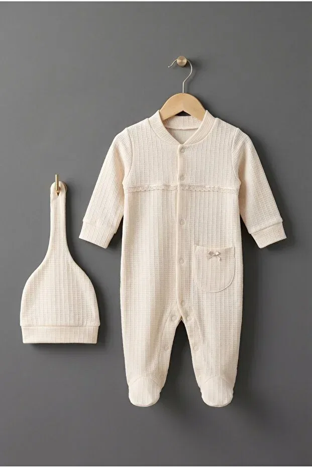 Детский комбинезон для младенцев хлопковый с принтом Safari Dreams Premium Edition Hobbe Baby, White Lace — фото 2
