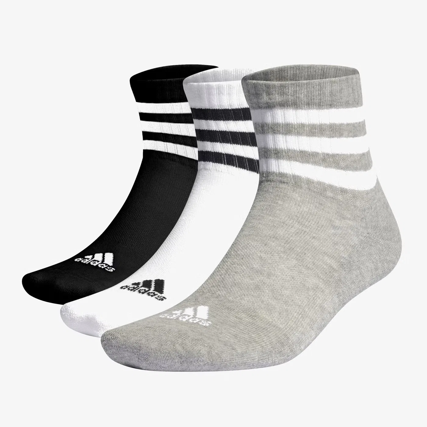 Носки низкие с амортизацией, 3 пары, 3-Stripes, Adidas, серый меланж