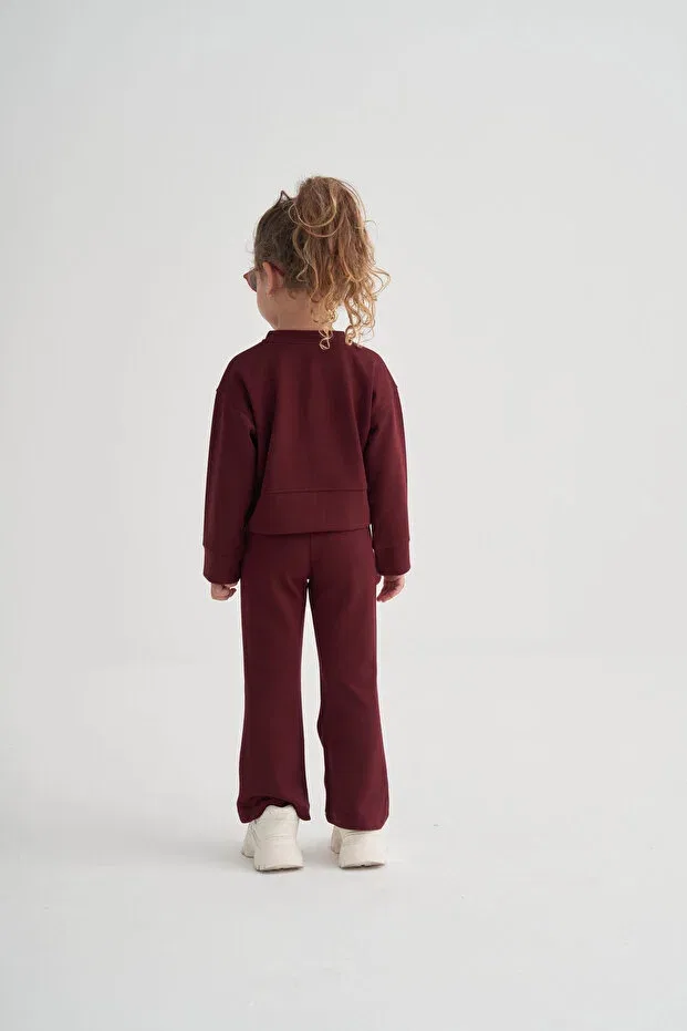 Детский комплект для девочек с высокой талией Oliven The Kid, Burgundy — фото 3