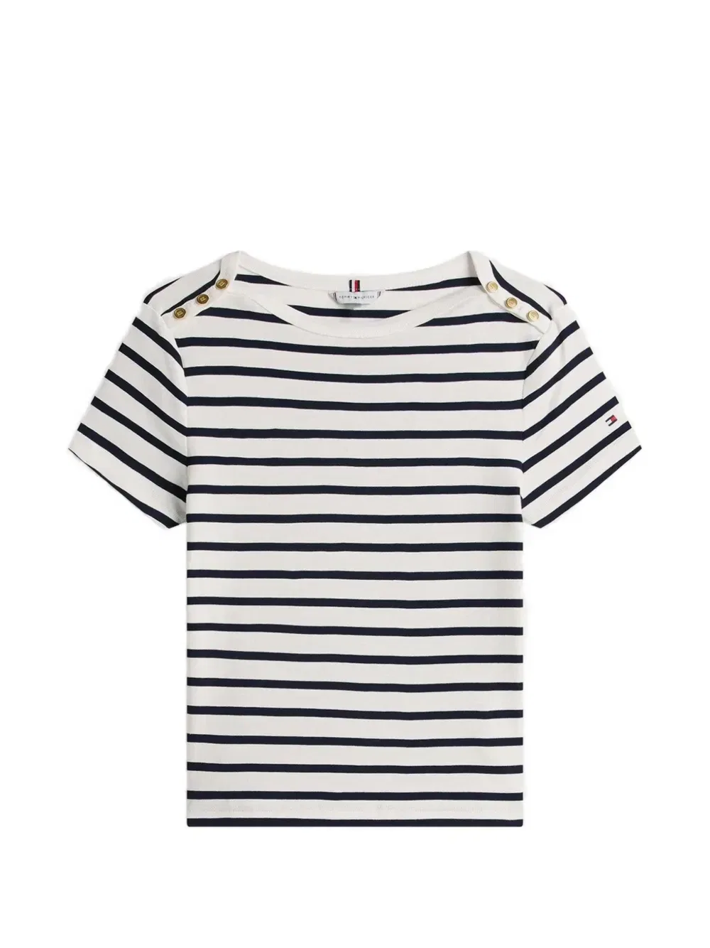 Полосатая футболка с пуговицами Tommy Hilfiger, белый