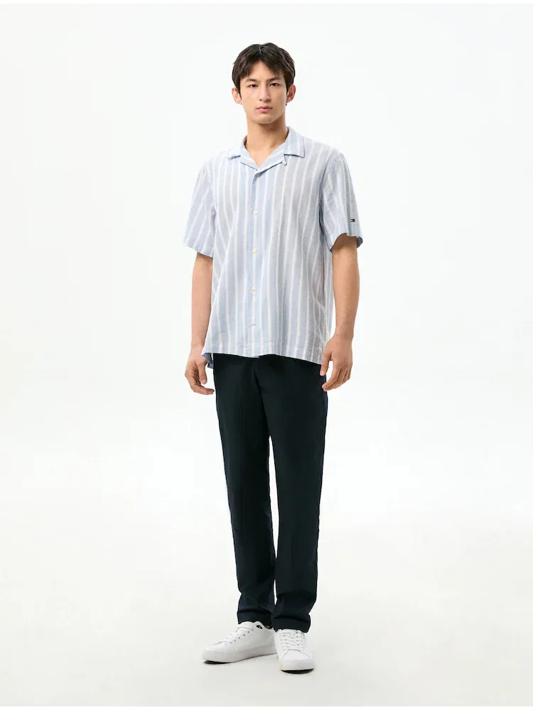 Рубашка с коротким рукавом, свободный крой, полосатая TOMMY HILFIGER, Light Blue — фото 2