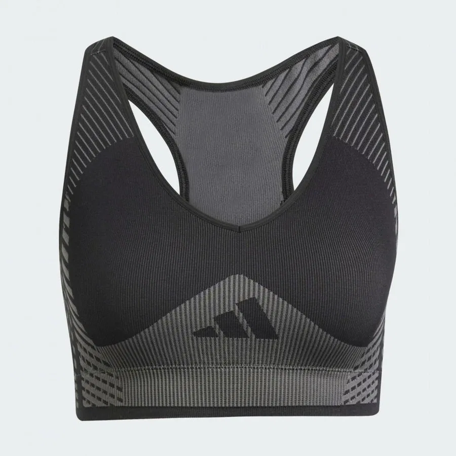 Женский спортивный бюстгальтер с легкой поддержкой Aeroknit Training Light Support adidas, Черный — фото 3