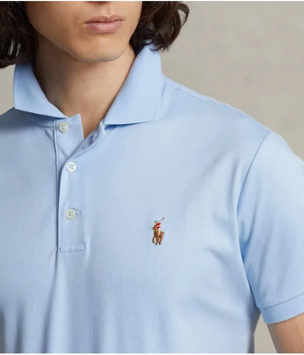 Мужское поло Slim Fit Polo Ralph Lauren, Azzurro — фото 4