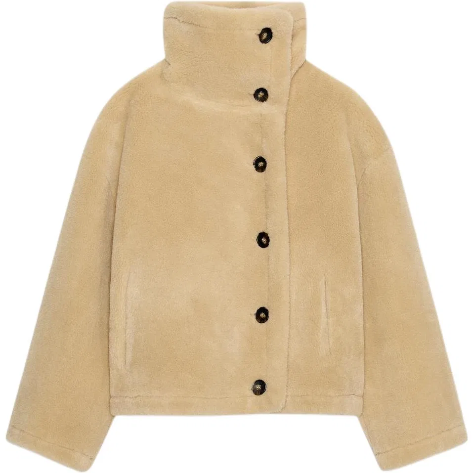 Женское пальто с воротником-стойкой Other, ZARA, Raw White