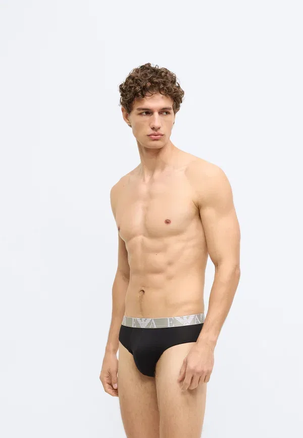 Трусы с яркой монограммой, комплект из 3 штук Emporio Armani, белый/черный/серый — фото 2