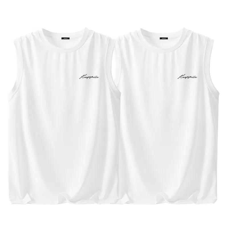 Детский топ без рукавов MINISO, Цвет White (Ma Black and White Smiling Face Chest Logo) + White (Ma Black and White Smiling Face Chest Logo)