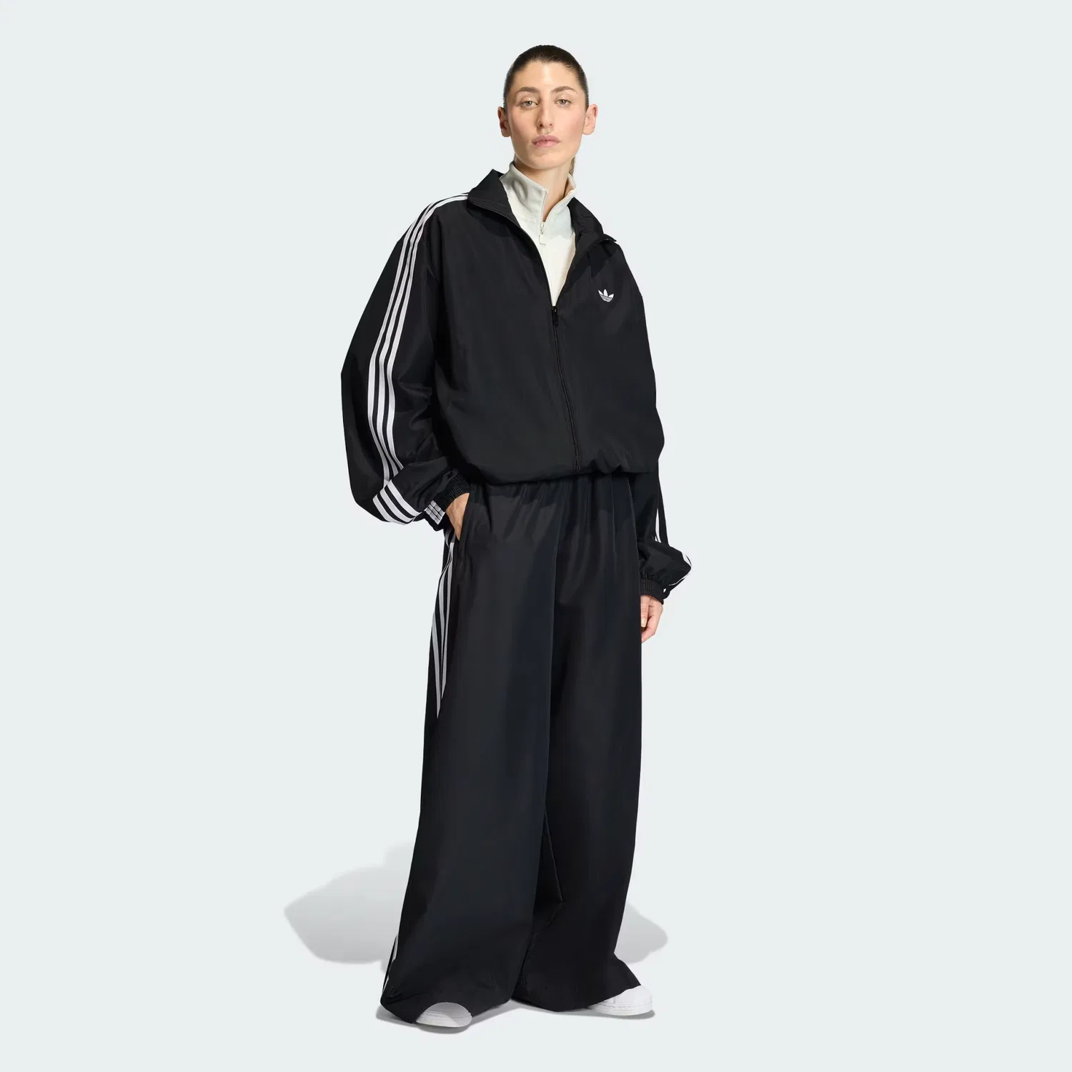 Женская олимпийка на молнии со стойким воротником Firebird Adilenium Adidas Originals, черный/белый — фото 4