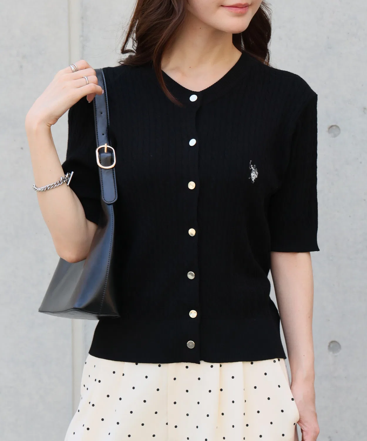 Женский полуприлегающий кардиган с длинным рукавомU.S. POLO ASSN., Black