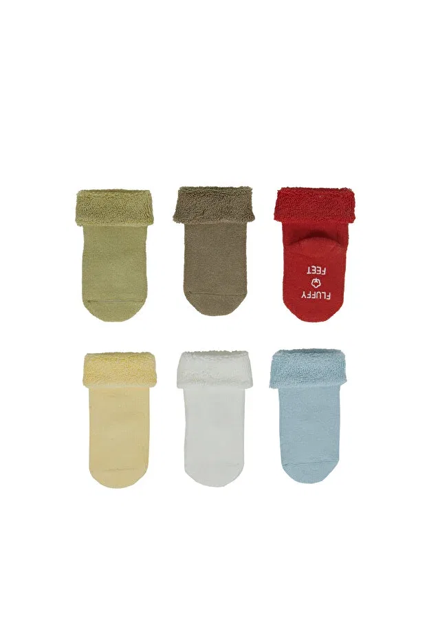 Детские носки для новорожденных хлопковые 6 штук Fluffyfeet, Green Khaki