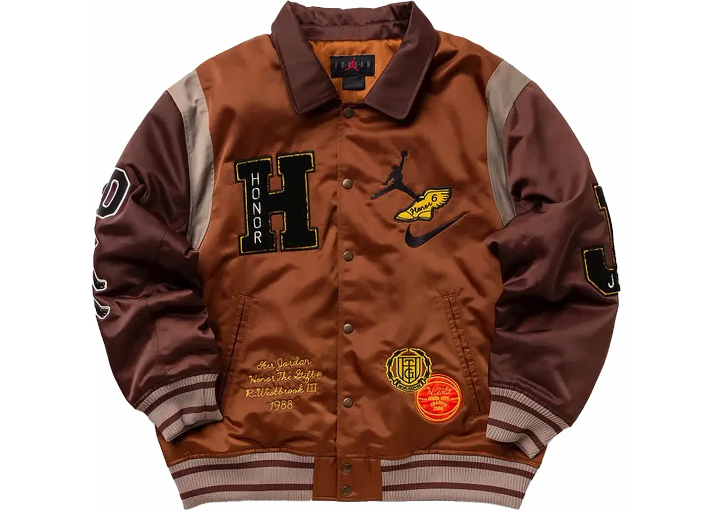 Мужская куртка-бомбер Jordan x Honor The Gift Westbrook Varsity Jacket, Brown