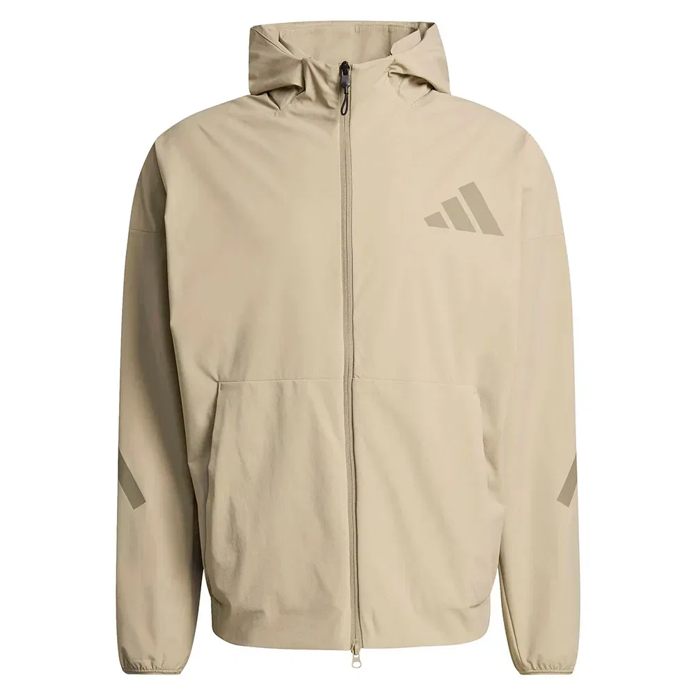 Худи на молнии Adidas ZNE Woven, бежевый — фото 3