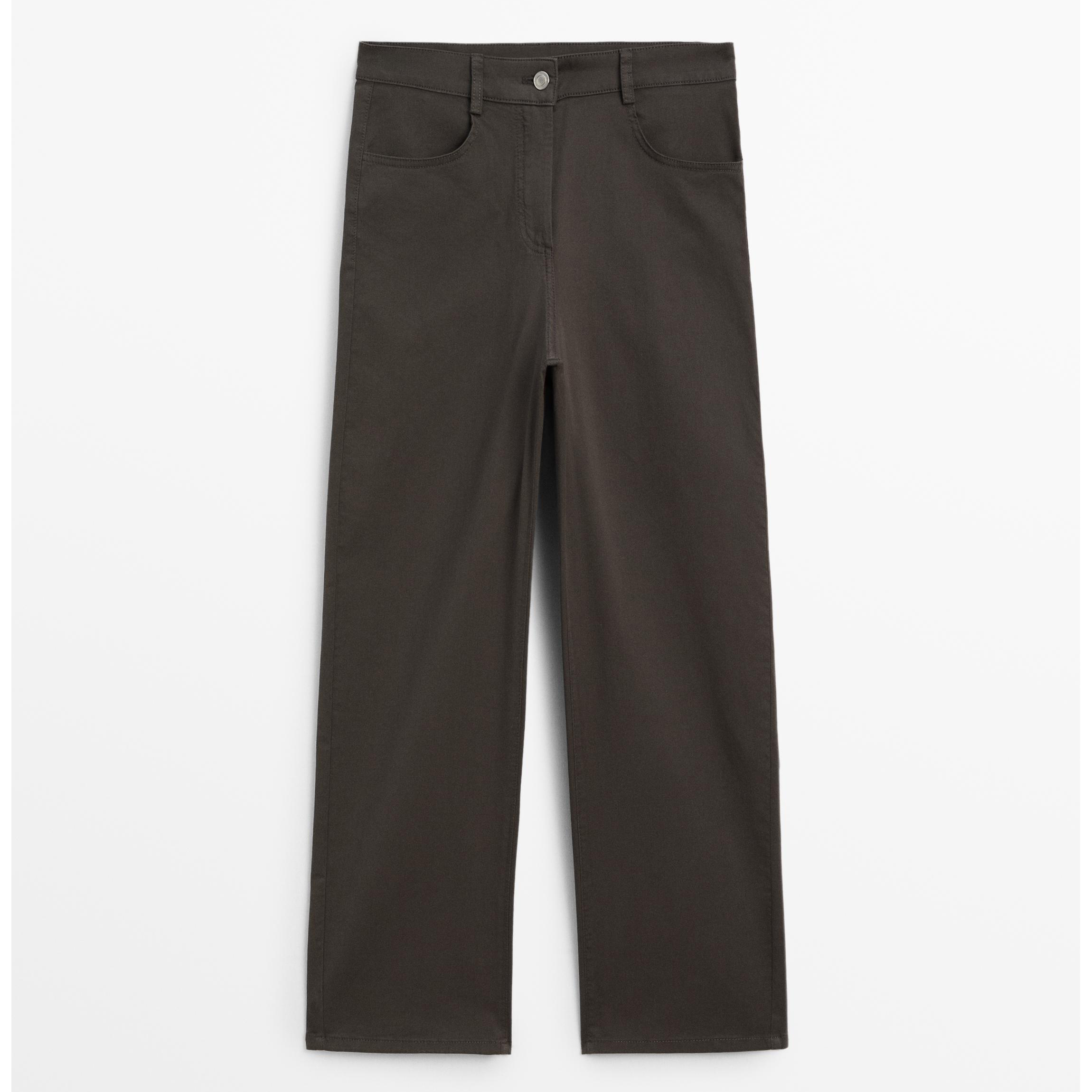 

Брюки прямого кроя из смесового хлопка Massimo Dutti, темно-зеленый