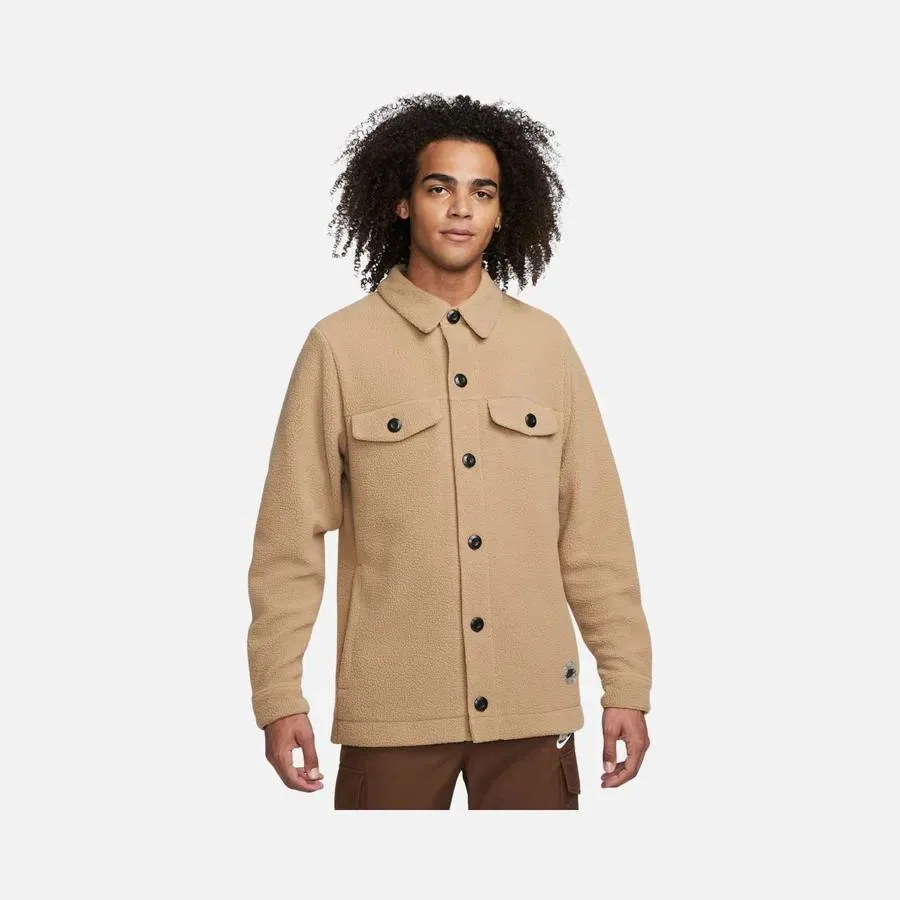 Куртка из флиса с принтом Nike Sportswear Sport Utility Sherpa Full-Length Button, Коричневый — фото 3