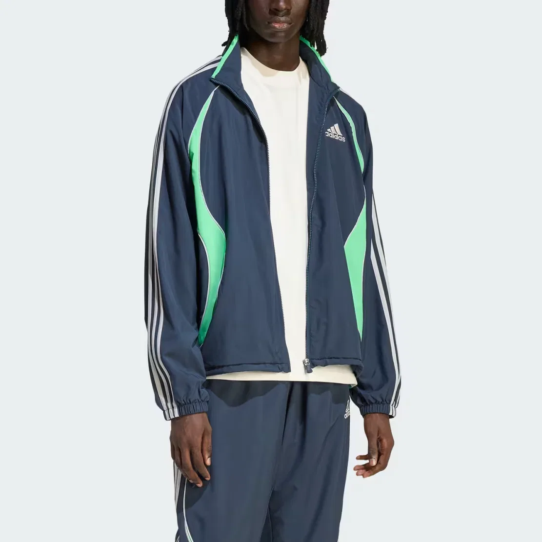 Мужская куртка с длинным рукавом Adidas Adicolor Teamgeist Track Top, Aurora Ink/Screaming Green — фото 4