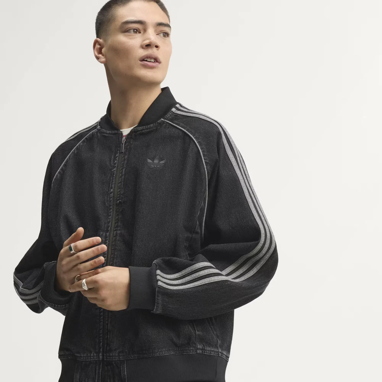 Мужская олимпийка из денима свободного кроя SST Adicolor Adidas Originals, черный деним