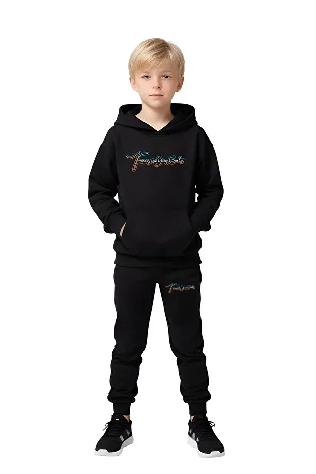 Детский спортивный костюм для мальчиков с принтом Fyk Kids, Gray-Blue-Black — фото 4