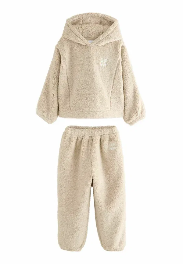 Детский костюм пижамный из флиса, Regular fit - two piece set, Next, Cream Grwm, кремовый