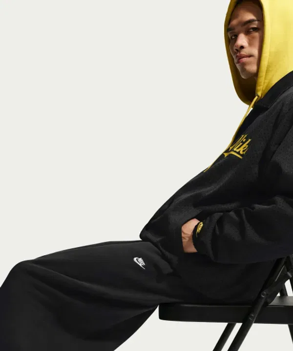 Спортивные штаны оверсайз, французский трикотаж, Nike, черно-белые — фото 4