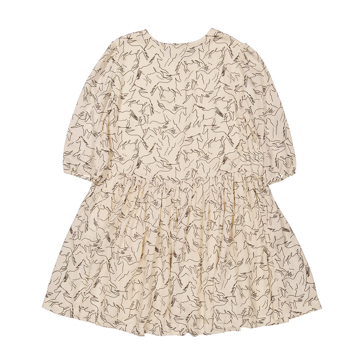 Платье с принтом лошадей Kids Horses Print Cinch Dress Stella McCartney, Crema Ebano — фото 3