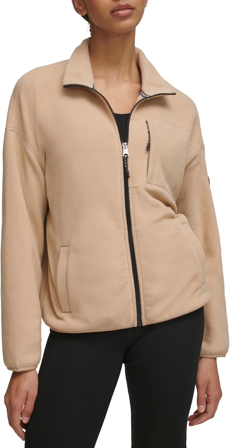 

Женская флисовая куртка Tommy Hilfiger с воротником-стойкой и застежкой-молнией, Caramel