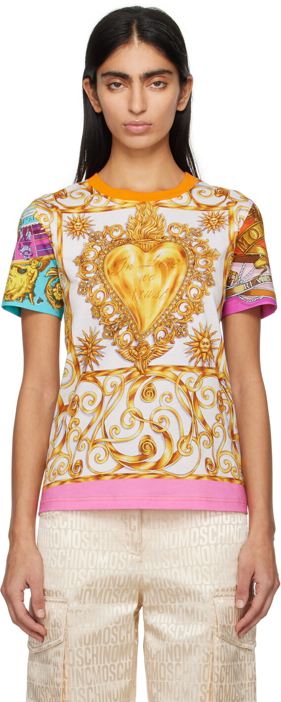 

Разноцветная футболка с шарфом Moschino