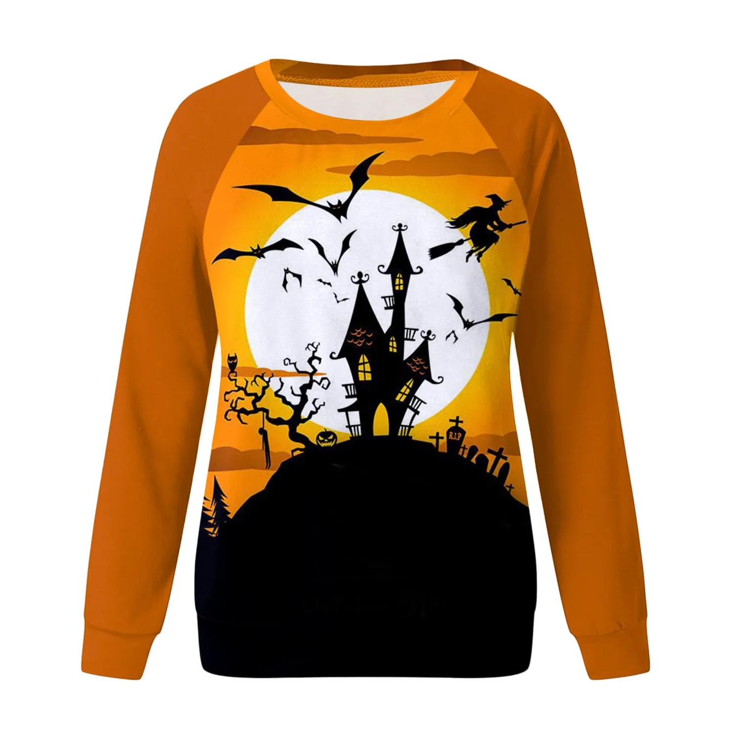 Женский худи с капюшоном с принтом Halloween, с длинным рукавом, White — фото 3
