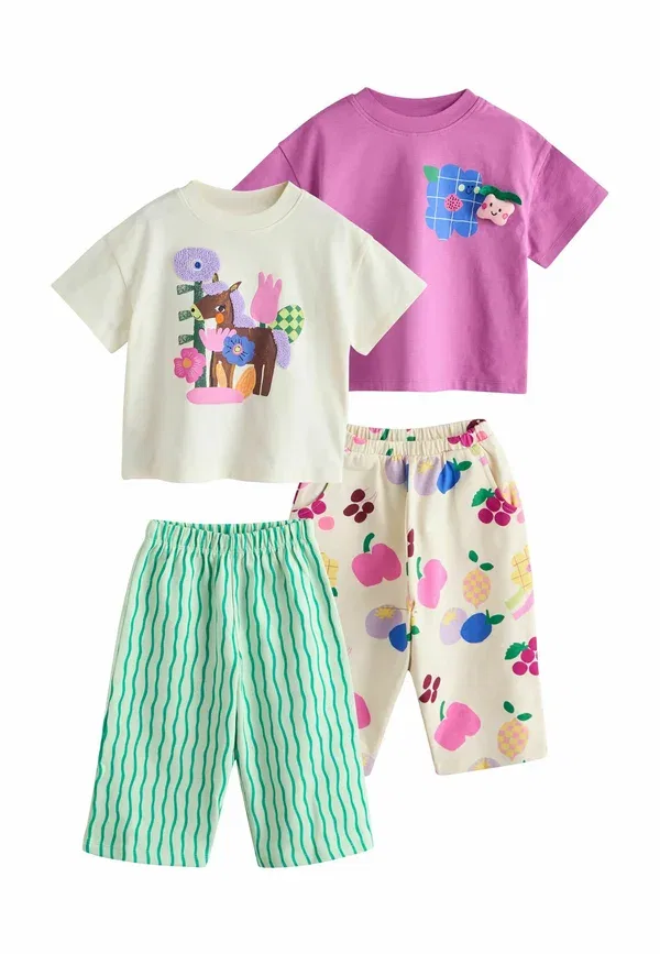 Комплект из топа и брюк с принтом Regular fit - top & trousers set 2 pack - trousers Next Purple, Green, зеленый/фиолетовый