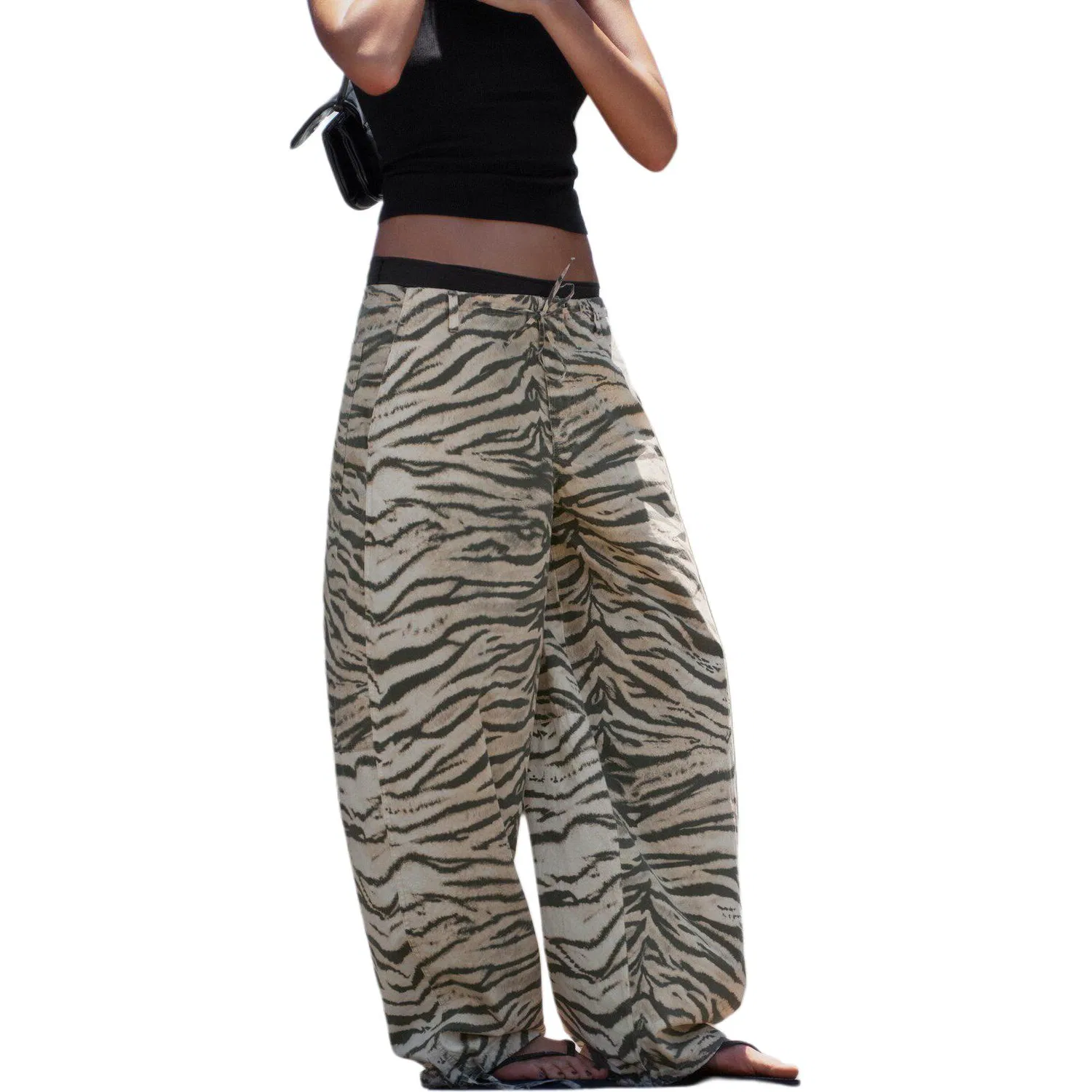 Женские брюки свободного кроя с принтом Tiger Color, ZARA, Tiger Color — фото 4