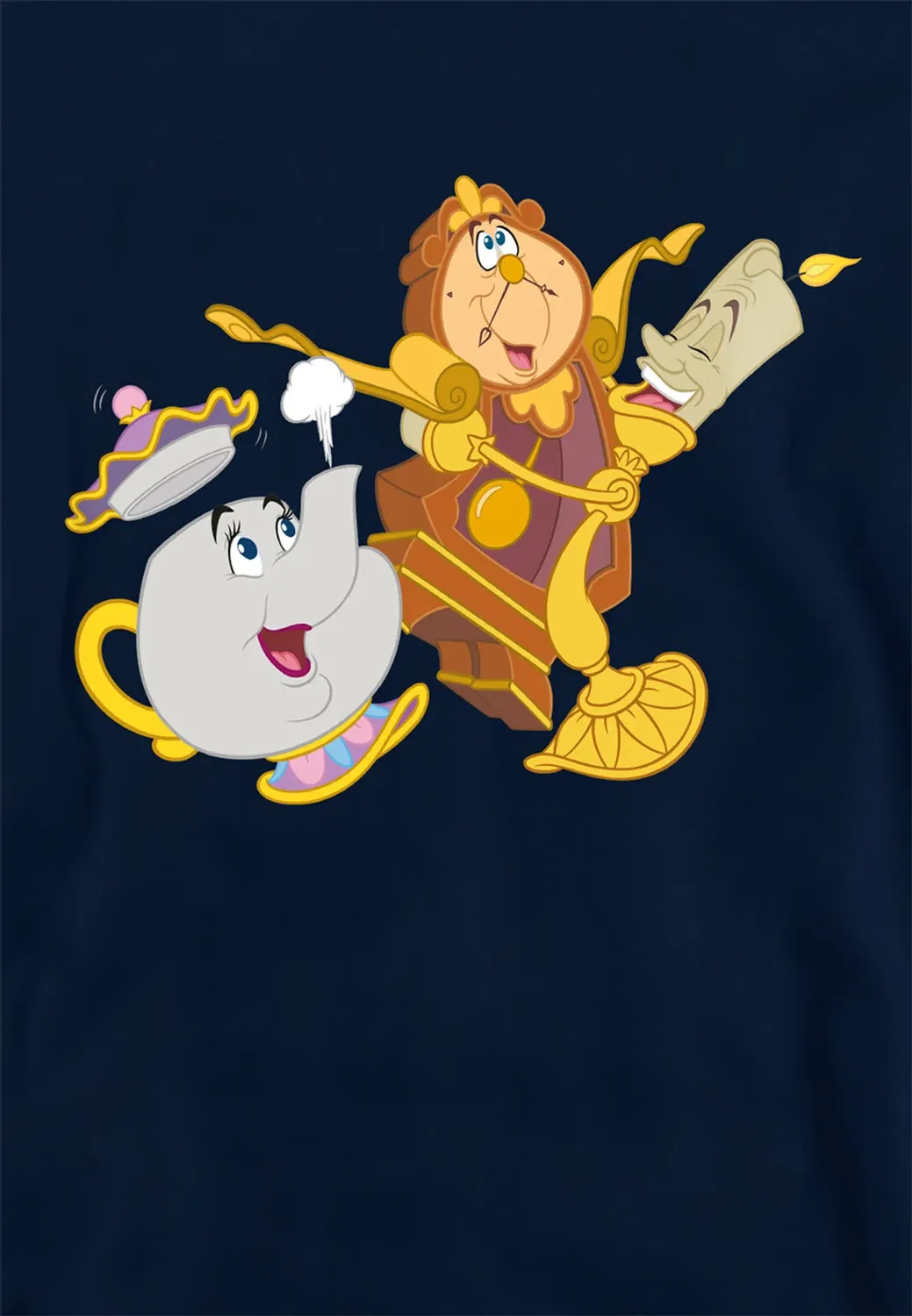 Детский худи с принтом Beauty and the Beast Potts Lumiere Cogsworth Disney, Navy — фото 2
