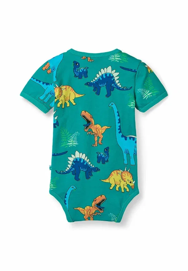 Боди с динозаврами Kortærmet body med dinosaurer Smafolk, teal, бирюзовый — фото 2