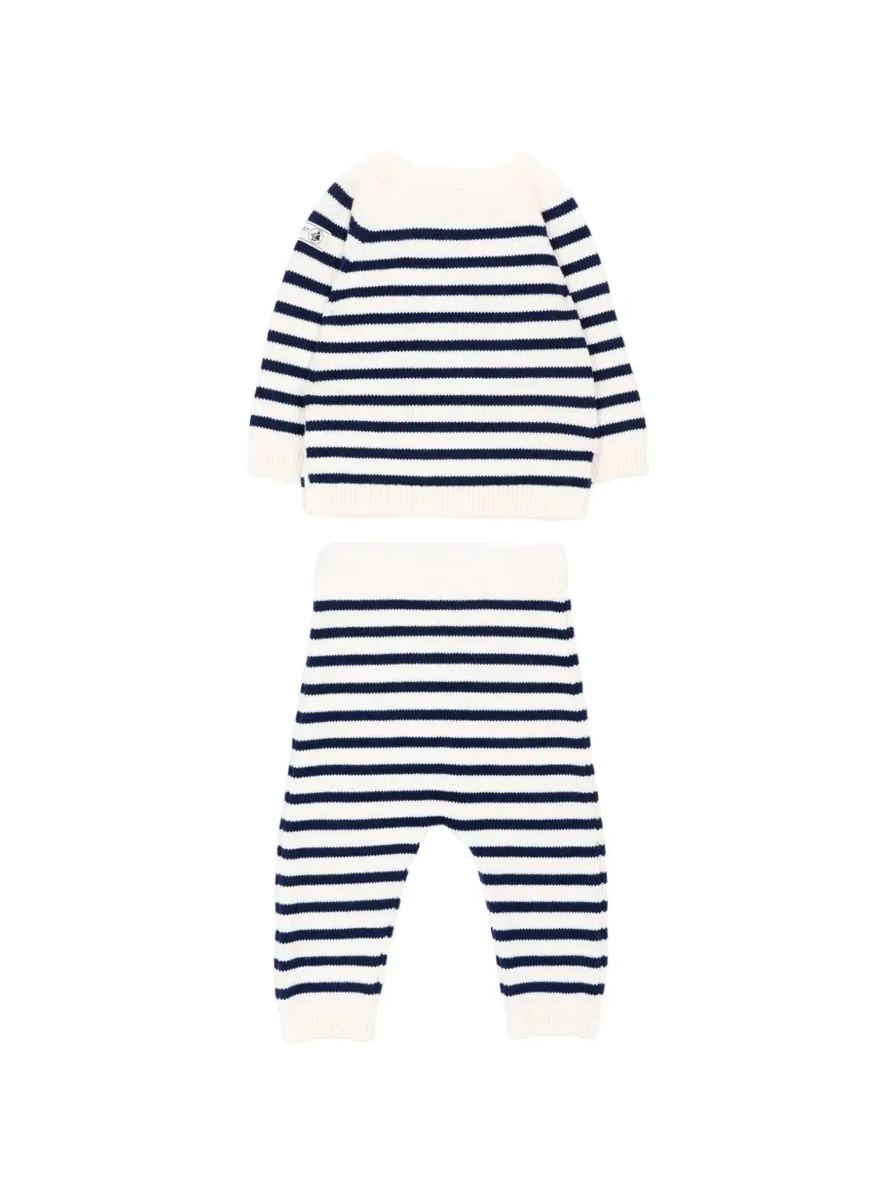Комплект из полосатых вязаных брюк Petit Bateau, бежевый — фото 2