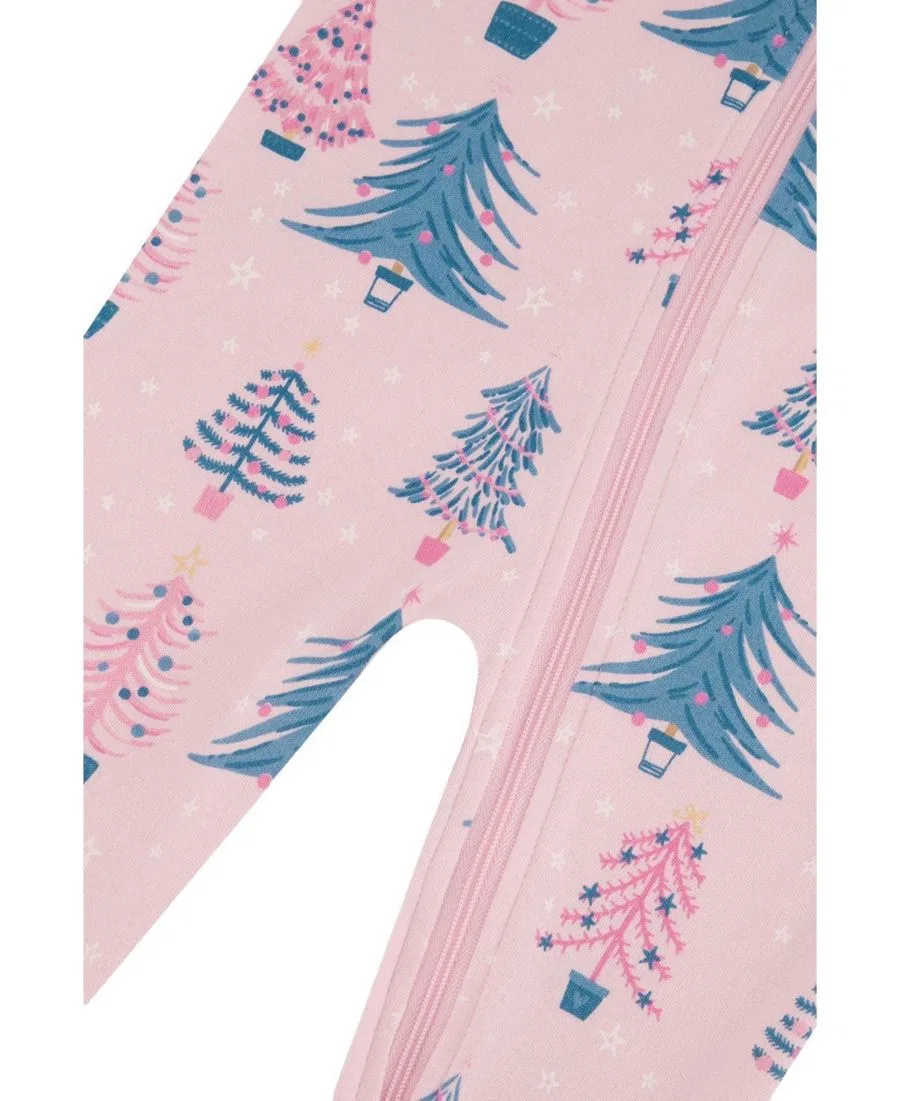 Детский слип с принтом деревьев, модель Tree Print Deux par Deux, Pink Printed With Trees — фото 3