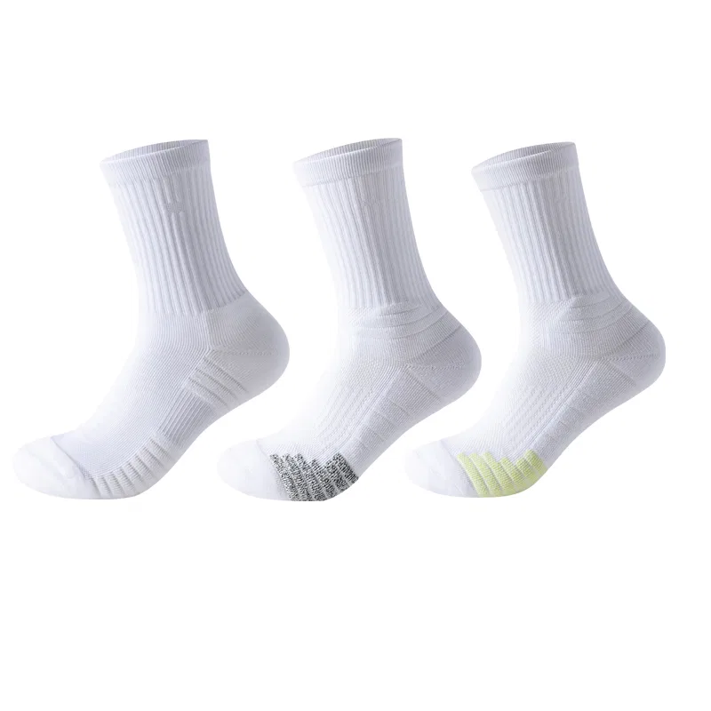 Детские баскетбольные носки, 3 пары, Trend Party Series, MIIOW, White+White Green+White Gray