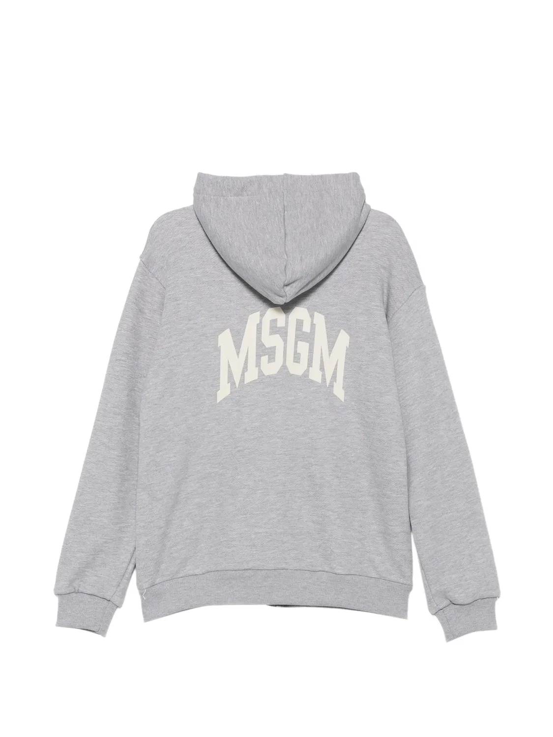 Хлопковое худи на молнии серого цвета MSGM, серый — фото 3