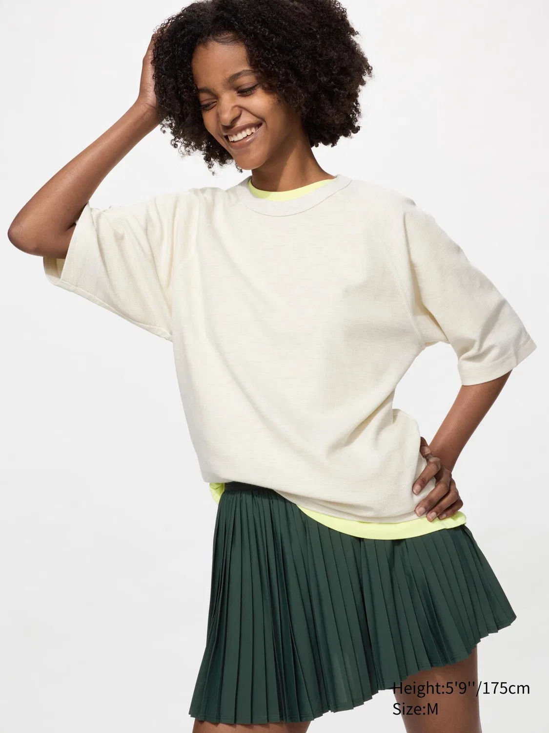 Футболка Uniqlo, базовая, с вафельной текстурой, натуральный — фото 3