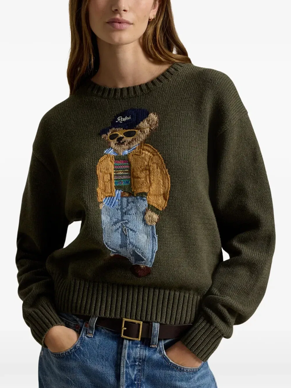 Свитер с вышивкой Polo Ralph Lauren, зеленый — фото 3