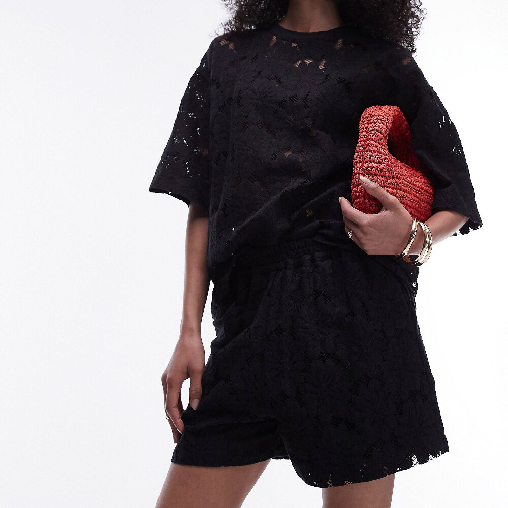 

Шорты Topshop Co ord Lace, черный
