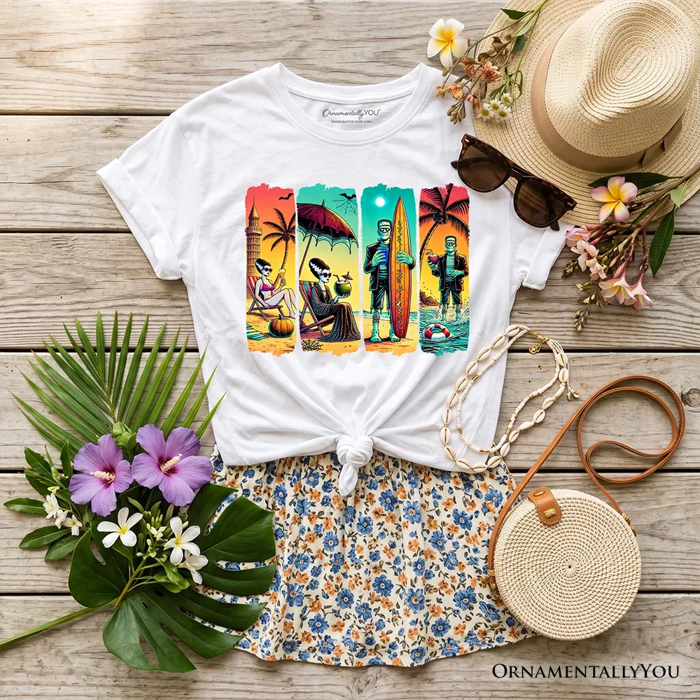 Детская футболка с принтом Frankenstein Summer Vacation OrnamentallyYou, White