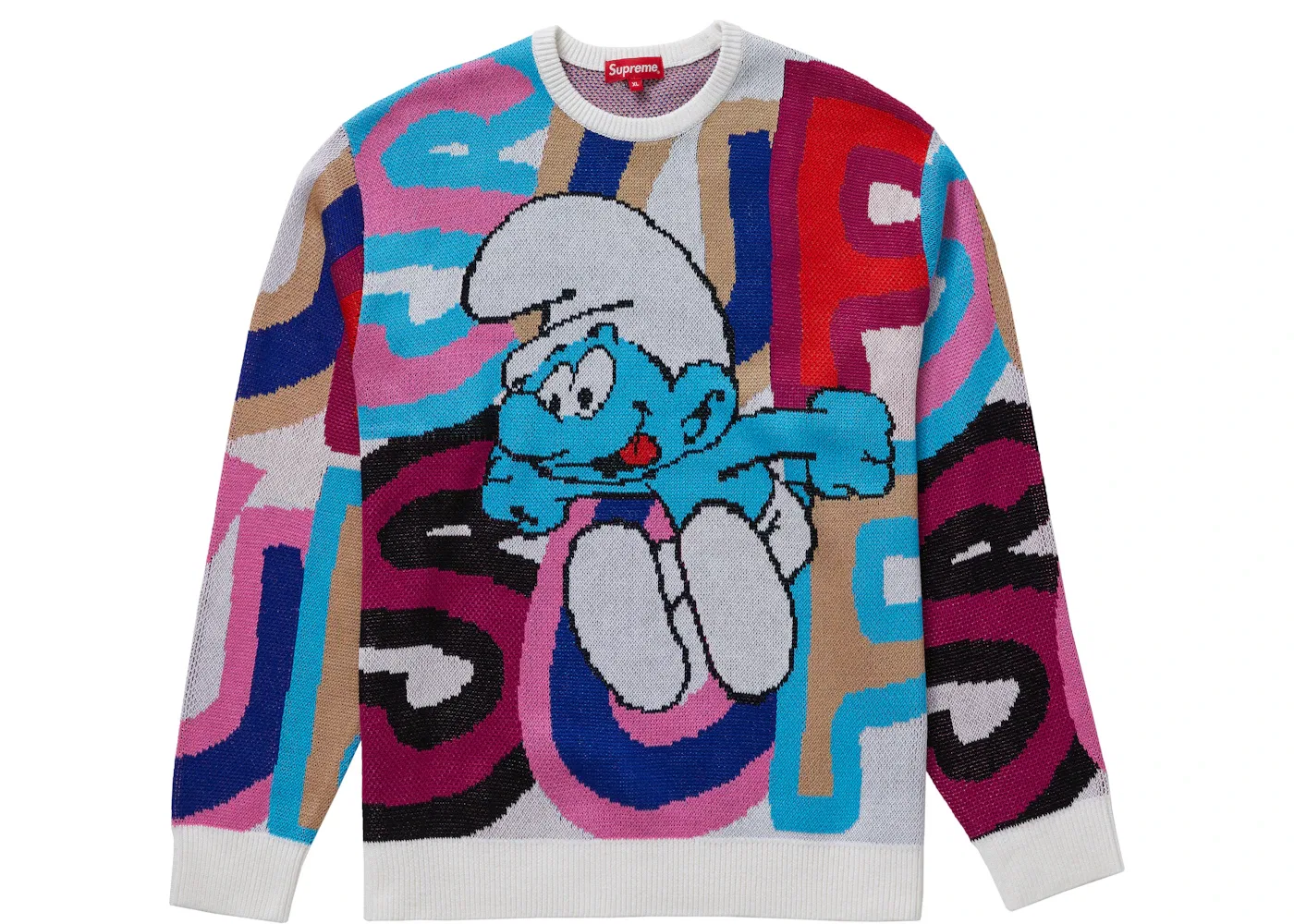 Мужской свитер с принтом Supreme Smurfs Sweater, White