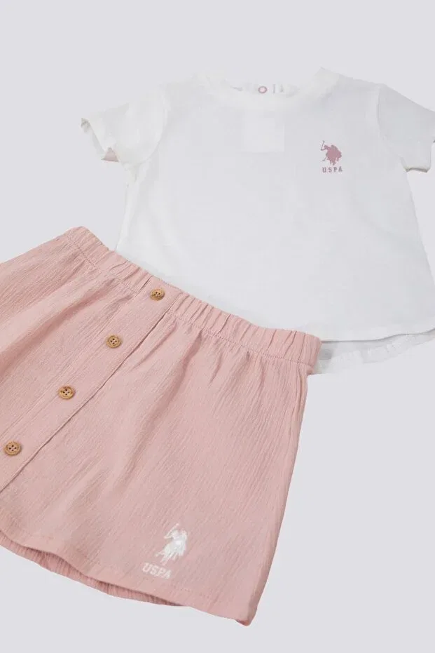Детский комплект для девочек с принтом U.S. Polo Assn., Nude Color — фото 4