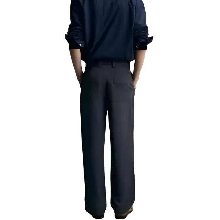 Мужские повседневные брюки со средним прямым кроем Deep Sea Blue ZARA, Deep Sea Blue — фото 4