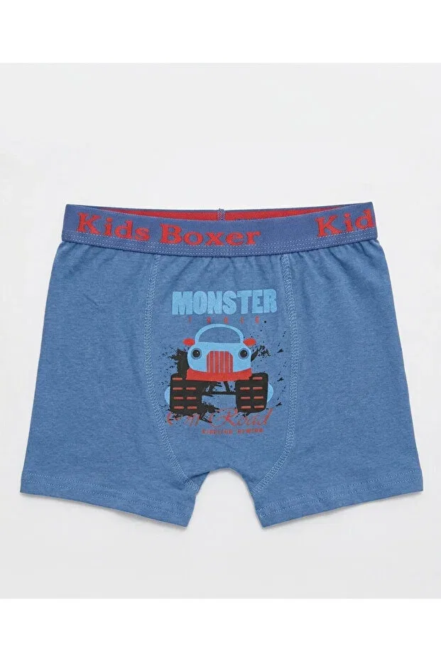 Детские боксеры для мальчиков с принтом Monster Truck Skycott, Navy Blue — фото 2