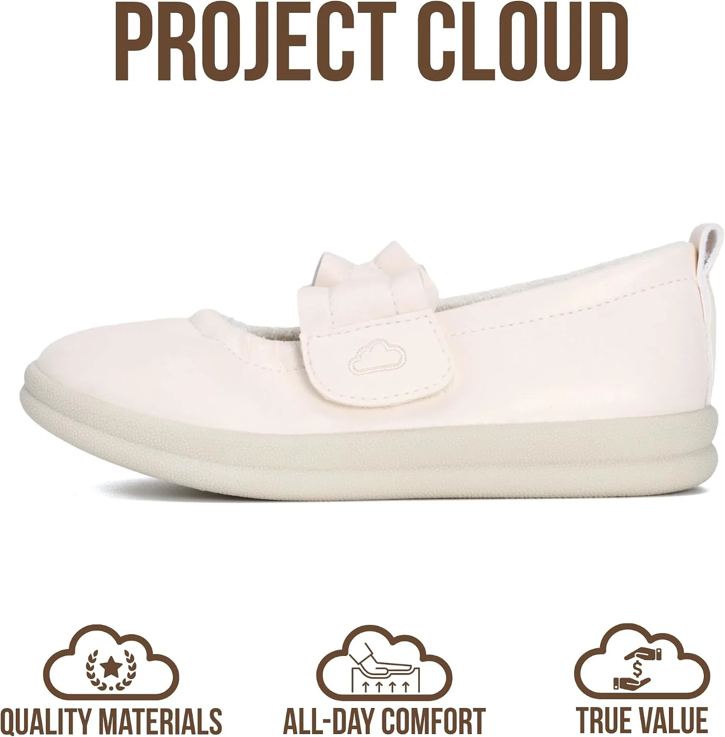 Детские кроссовки для девочек с мемори-пеной Project Cloud, Cream — фото 3